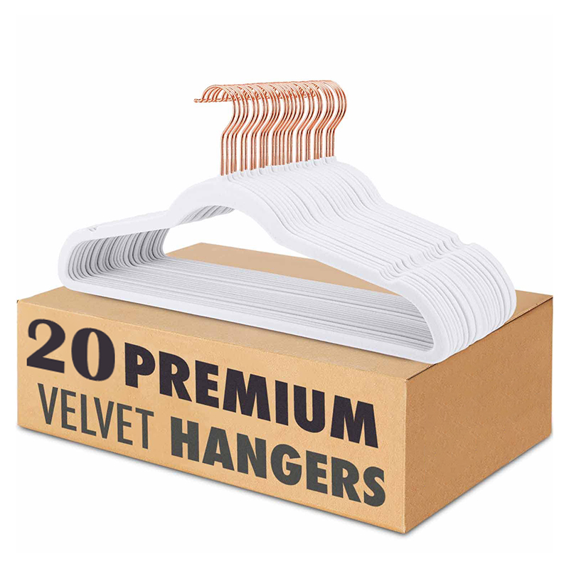 White Velvet Hangers 10 Pcs, Non Slip Felt Hangers Space Saving Clothes ...