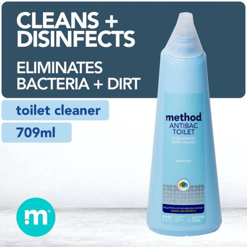 method toilet cleaner cleans and disinfects eliminates bacteria and
