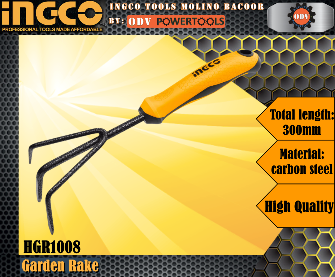 Ingco Rake INGCO Garden Rake 300mm Carbon Steel HGR1008 - ODV POWERTOOLS | Lazada PH