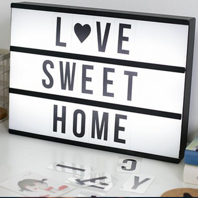 Cinema Lightbox Table Lamps for Kids, DIY Sweet Message Board with Black  Letters and Numbers, AA Battery Power, A4, A5, A6 Size - AliExpress