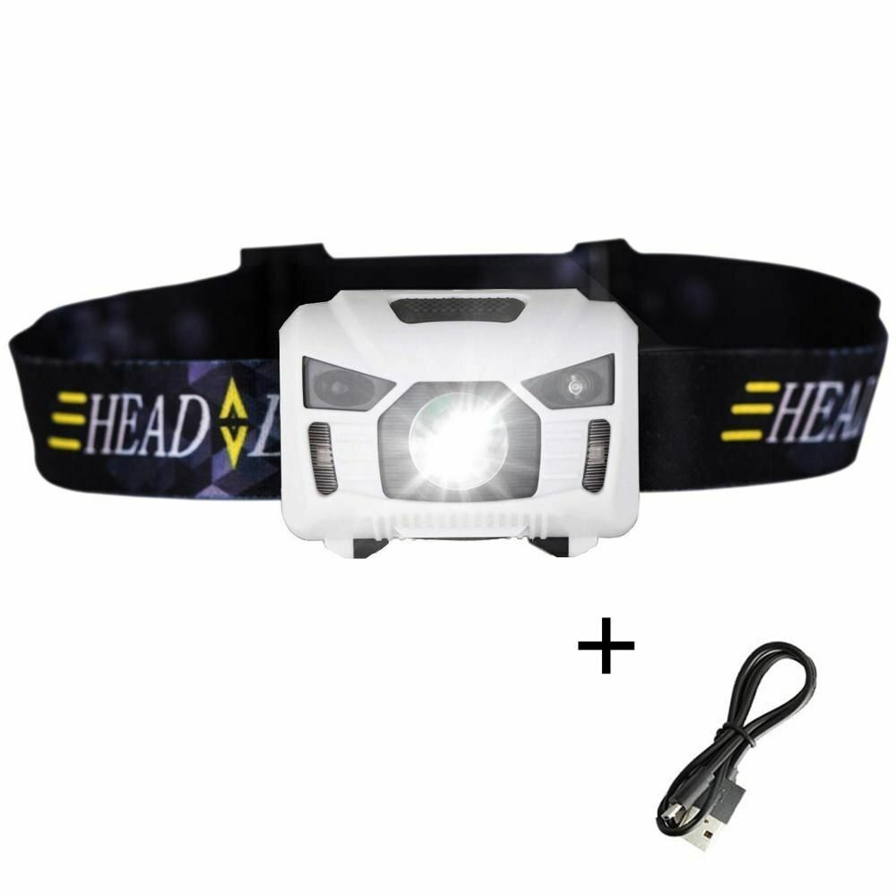 Mini Camping USB Rechargeable Led Headlamp Sensor Headlight Outdoor Flashlight