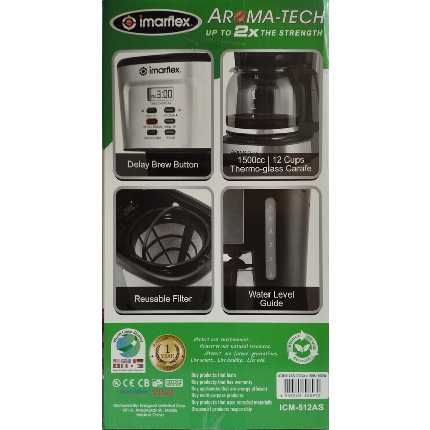 Imarflex Aromatech Coffee Maker ICM512AS 12 Cups Lazada PH