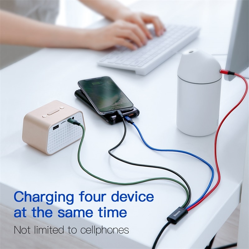 Baseus Cáp USB Type C 4 Trong 1 Cho iPhone 14 13 Pro Max Cáp USB C Cho Samsung Xiaomi Huawei Cáp Micro USB