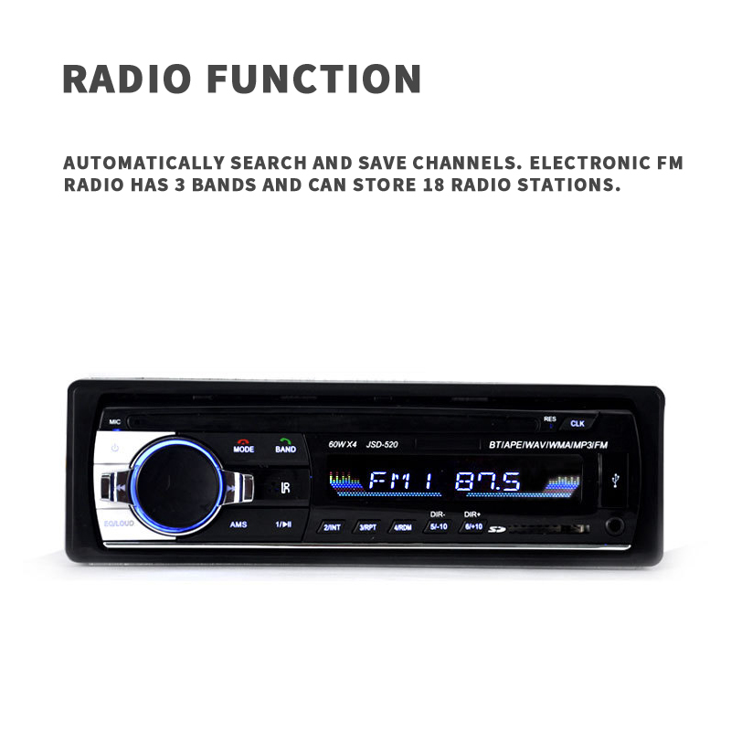  JSD520 12V 1Din Car Radio Bluetooth Stereo Mp3 Player FM  /USB/SD/AUX-IN/FM Charger USB/SD/AUX Auto Electronics Subwoofer 1 Din  Autoradio ✨Buy ₱199 Free shipping✨✌ COD | Lazada PH