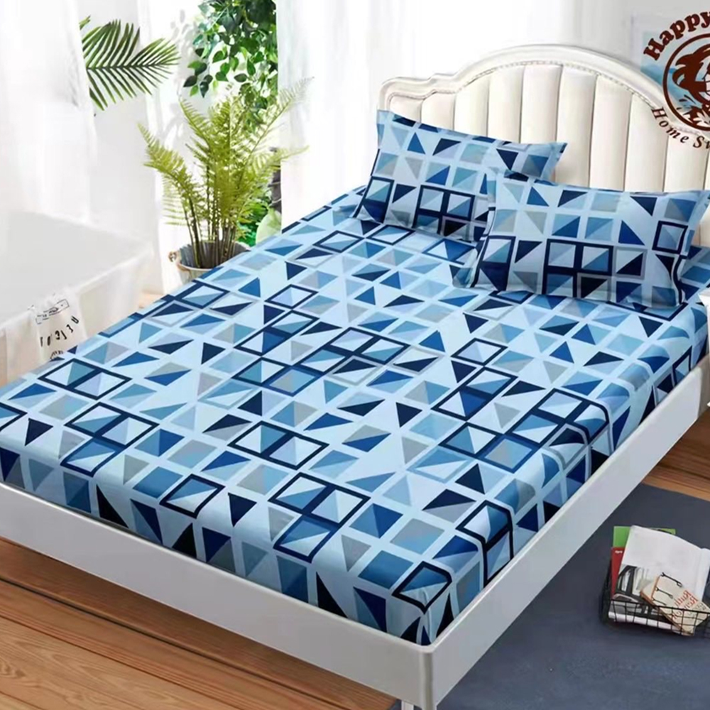 Home Heaven 3in1 Geometric Triangle Design Bedsheet Set (1 pc Fully