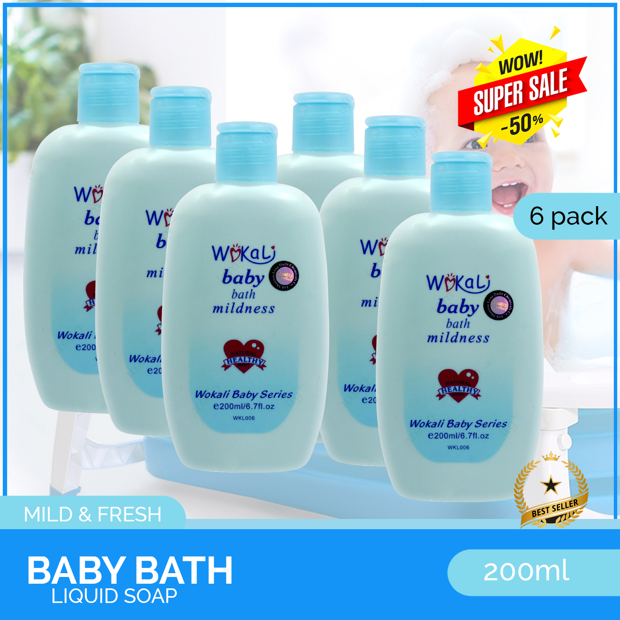 Set 6 Wokali Baby Bath Liquid Soap Mild and Fresh Lazada PH
