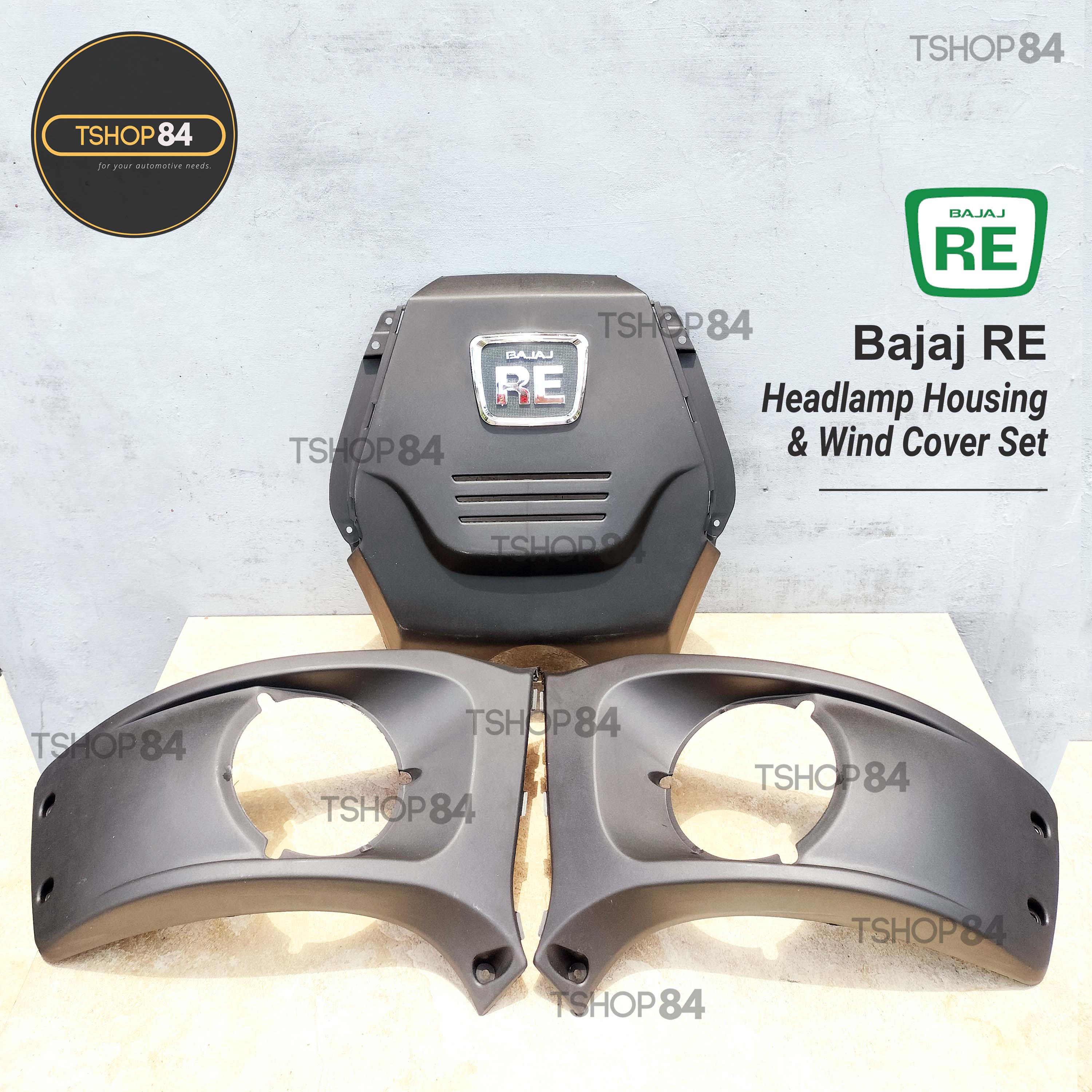 Bajaj RE Headlamp Housing and Wind Cover Set 122 123 BLACK Lazada PH