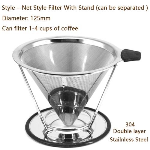 Double Layer Coffee Filter 304 Stainless Steel Drip Coffee Holder ...