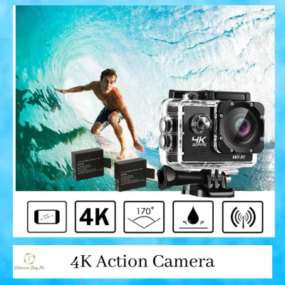 [ 2 EXTRA BATTERY ] Extreme 4K Ultra HD Action Camera with Motorcycle Helmet Mounting And Waterproof Shockproof Case WIFI Remote Control Video Action Camcorder Outdoor Pro Sport Camera Bike Diving Motorcycle Helmet Video Cam For Motorcycle Helmet Vid cti