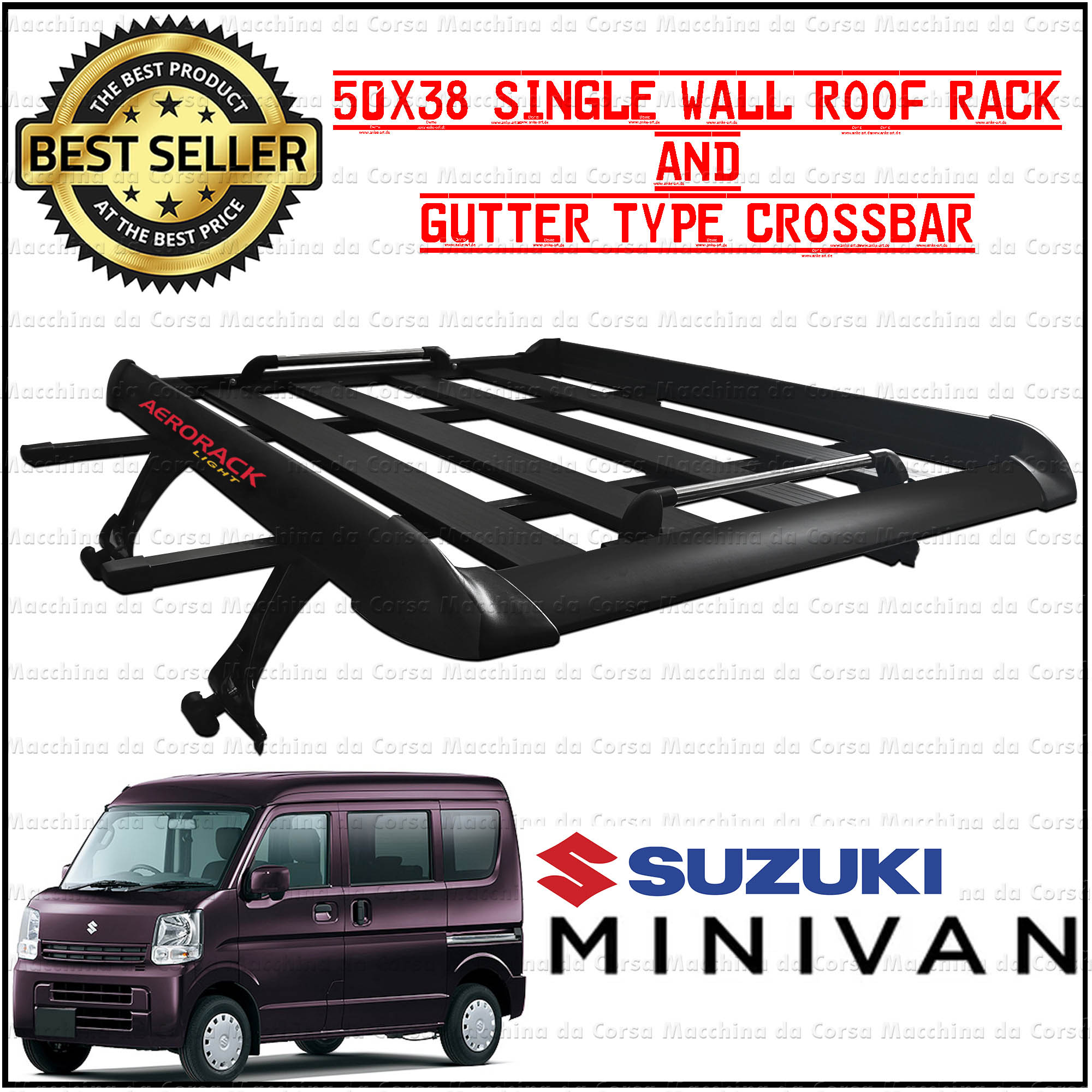Suzuki Minivan 50x38 AERORACK Universal Aluminum Black Car Roof Rack