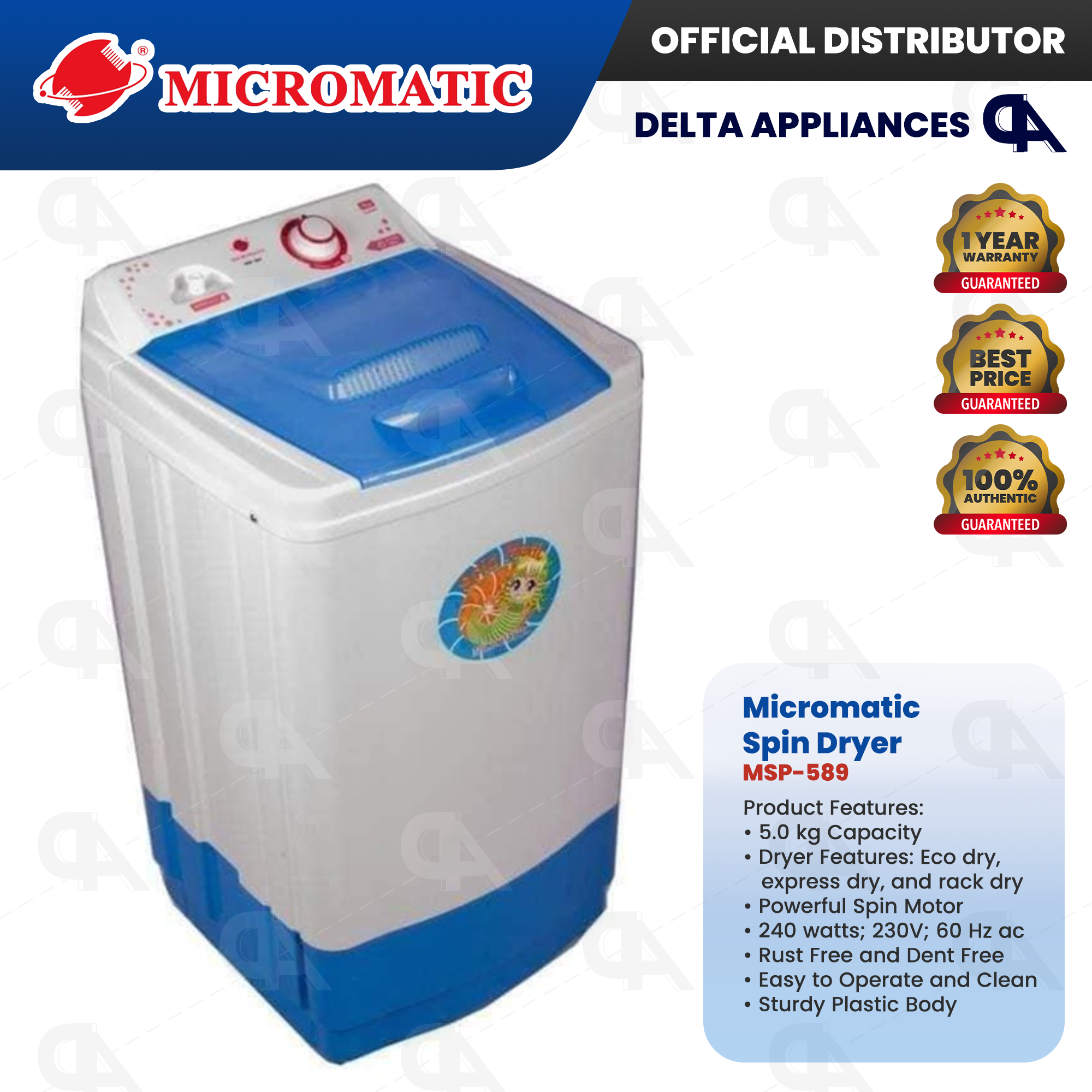 Micromatic Spin Dryer 5.0Kg Capacity Powerful Spin Dryer Original 1 ...