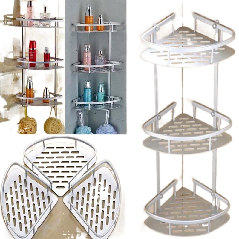 3 Layer Corner Bathroom Rack Triangular Bathroom Corner Organizer Rack