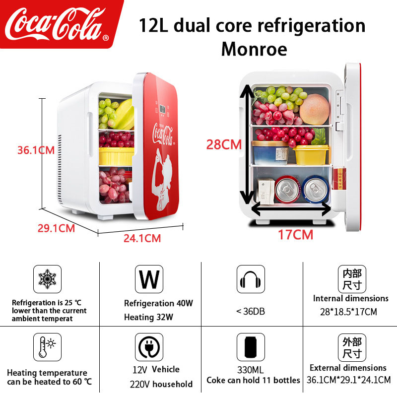 COD Coca-Cola Small Refrigerator Mini Fridge Refrigerator Inverter