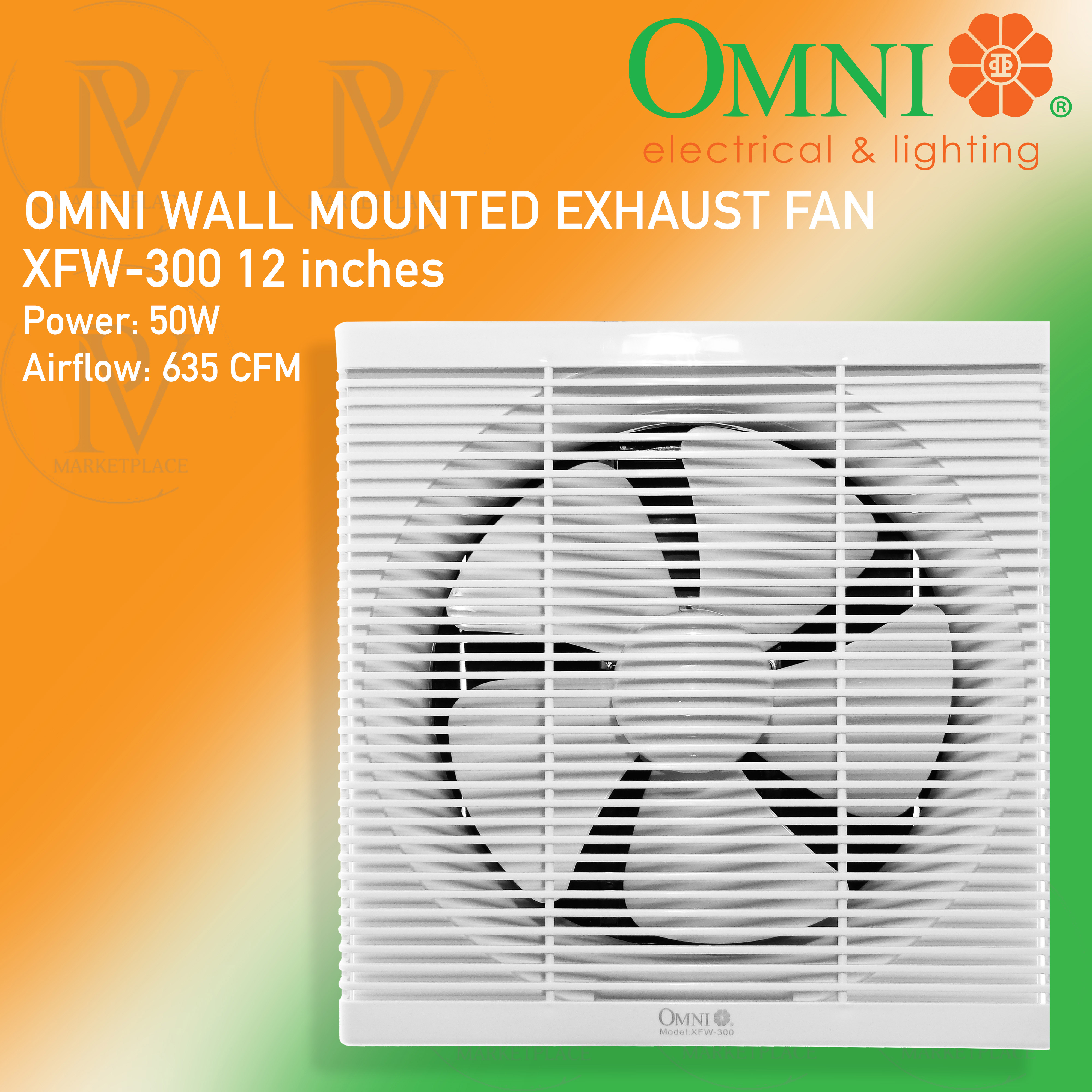 OMNI Wall Mounted Exhaust Fan, 8inch, 10inch, 12inch, XFW200, XFW250