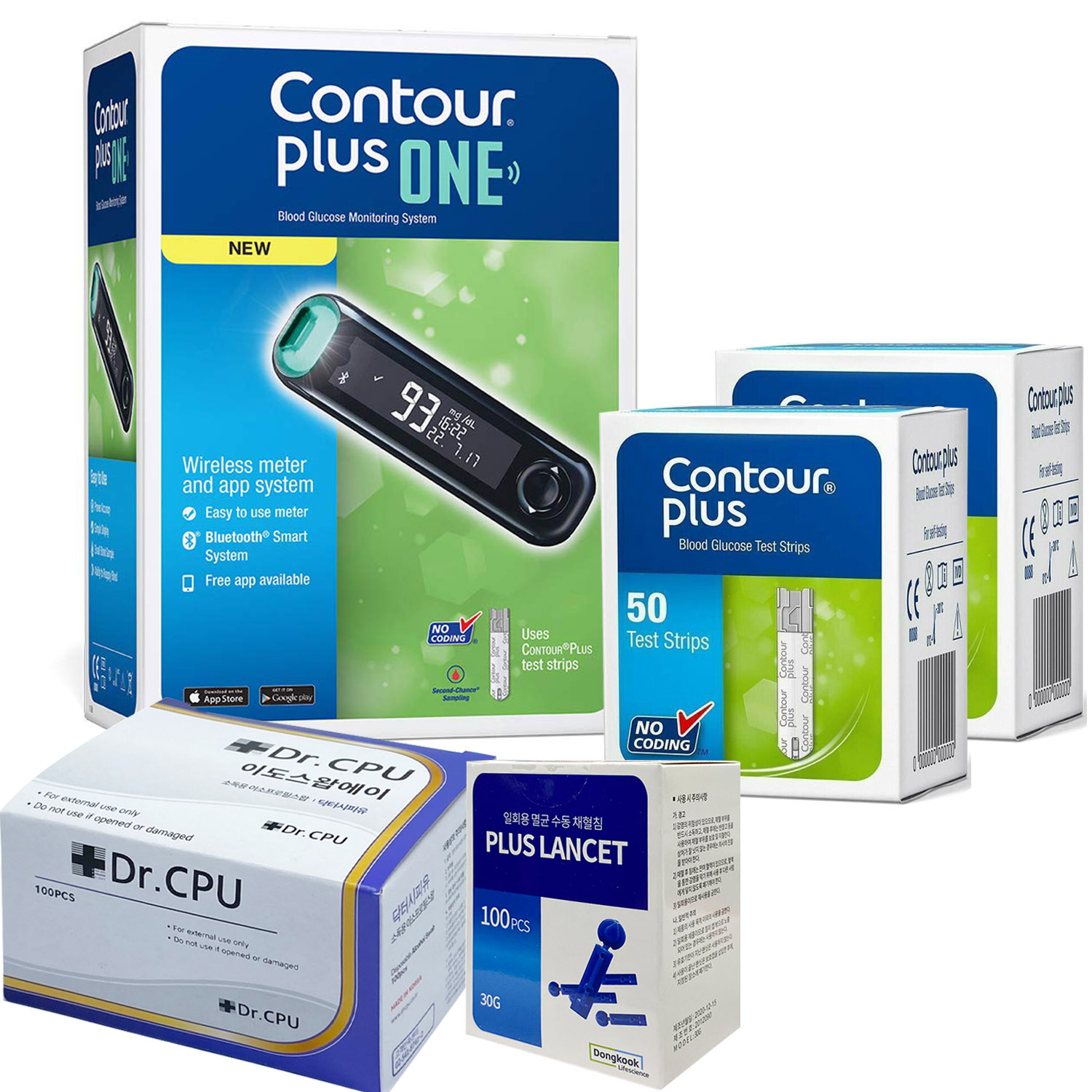 CONTOUR® PLUS ONE Blood Glucose Kit, Contour Plus One Meter, 100