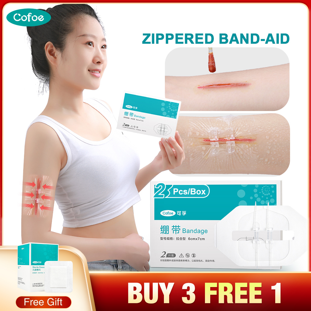 Cofoe 2pcs Zipper Bandaid Painless Wound Closure Device Without