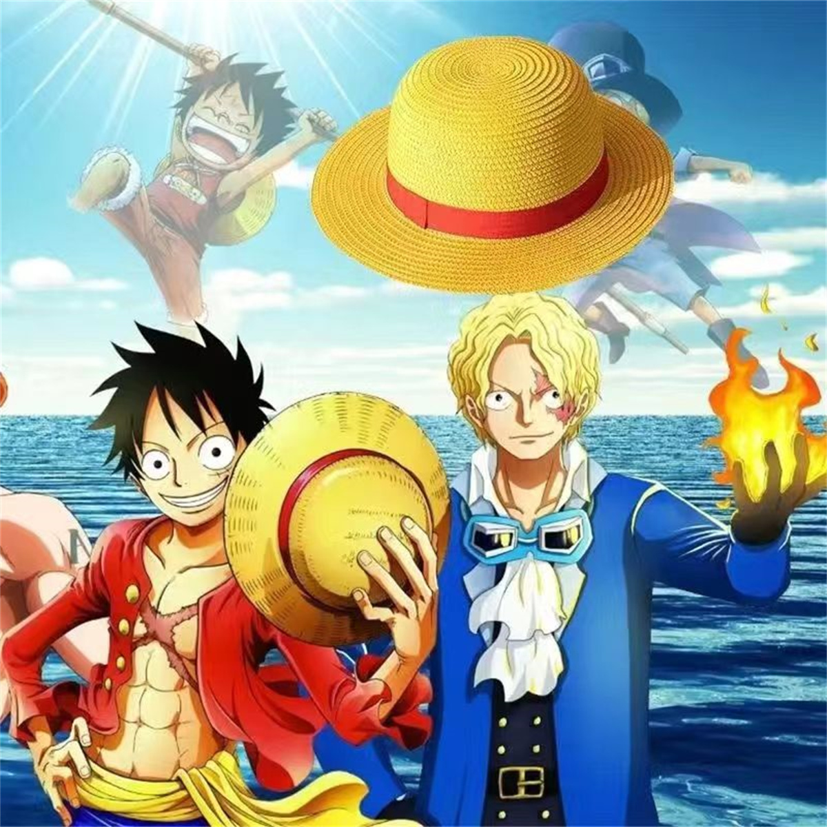 Anime Monkey D.Luffy Straw Hat Cosplay Cartoon Caps Summer Sun Hat