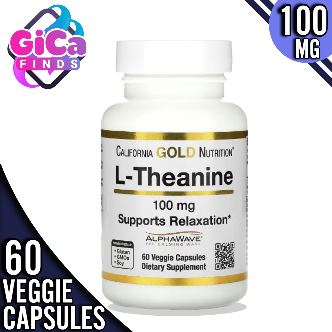 California Gold Nutrition L Theanine 100 mg 60 Veg Caps or 200mg 60 Veg ...