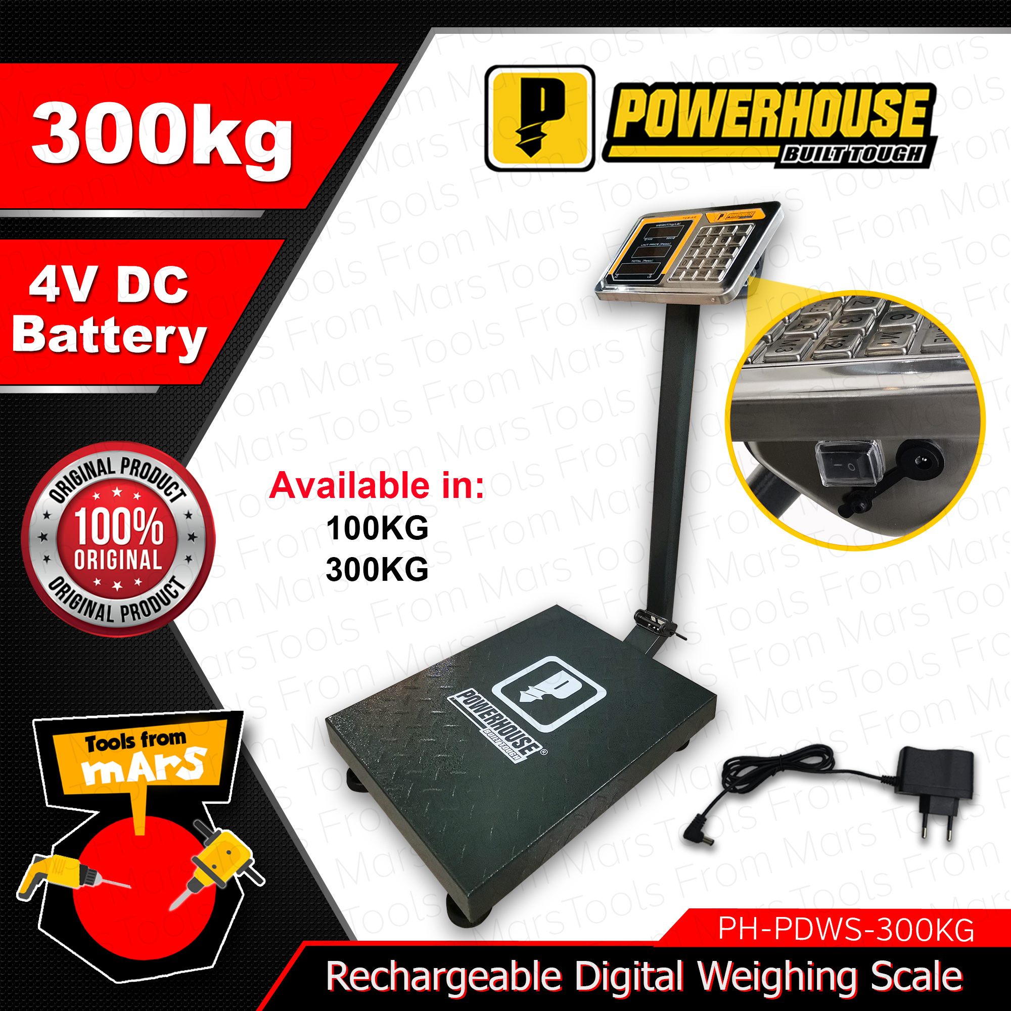 POWERHOUSE Heavy Duty Platform Digital Weighing Scale 100kg / 20g