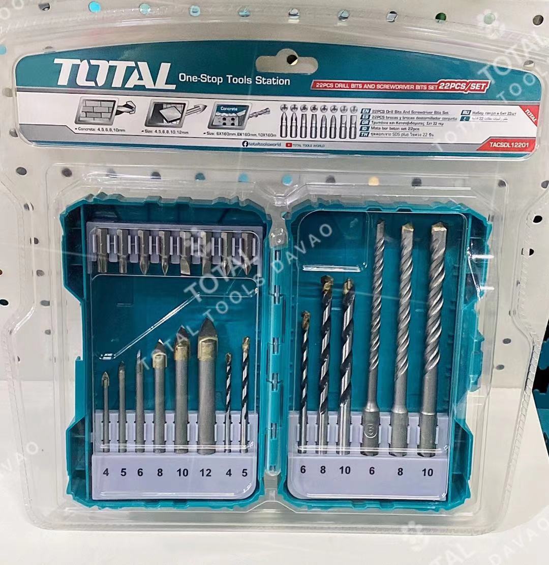 TOTAL 22PCS drill bits and screwdriver bits set TACSDL12201 | Lazada PH