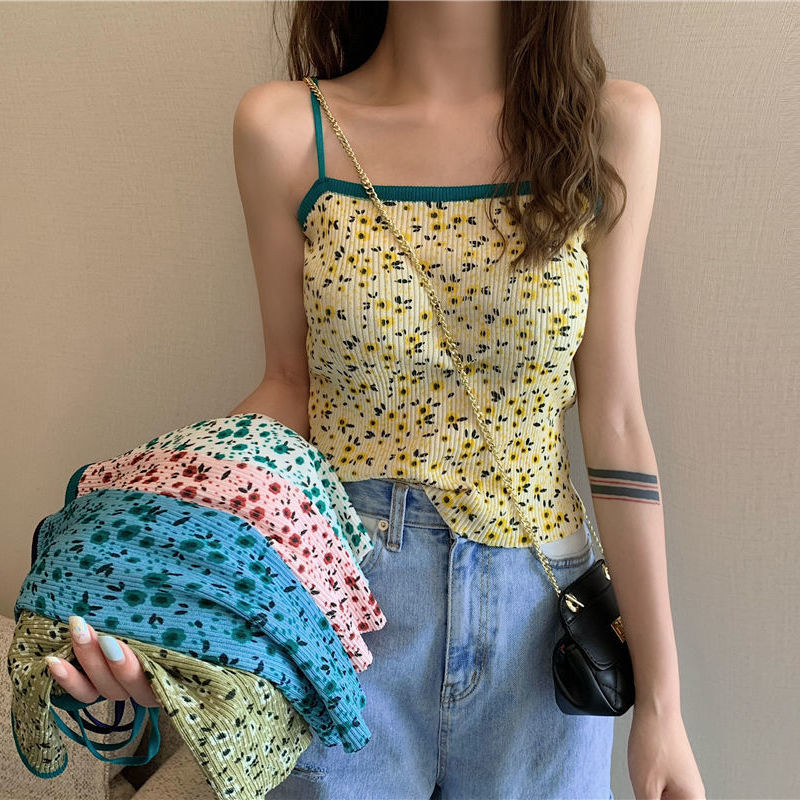 Floral small sling Korean style fresh all-match blouse