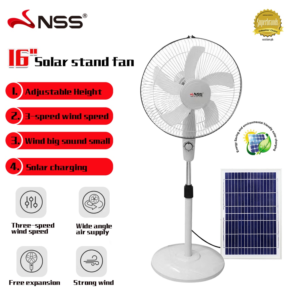 【factory outlet】 NSS Solar electric fan Rechargeable fan 16 Solar FAN