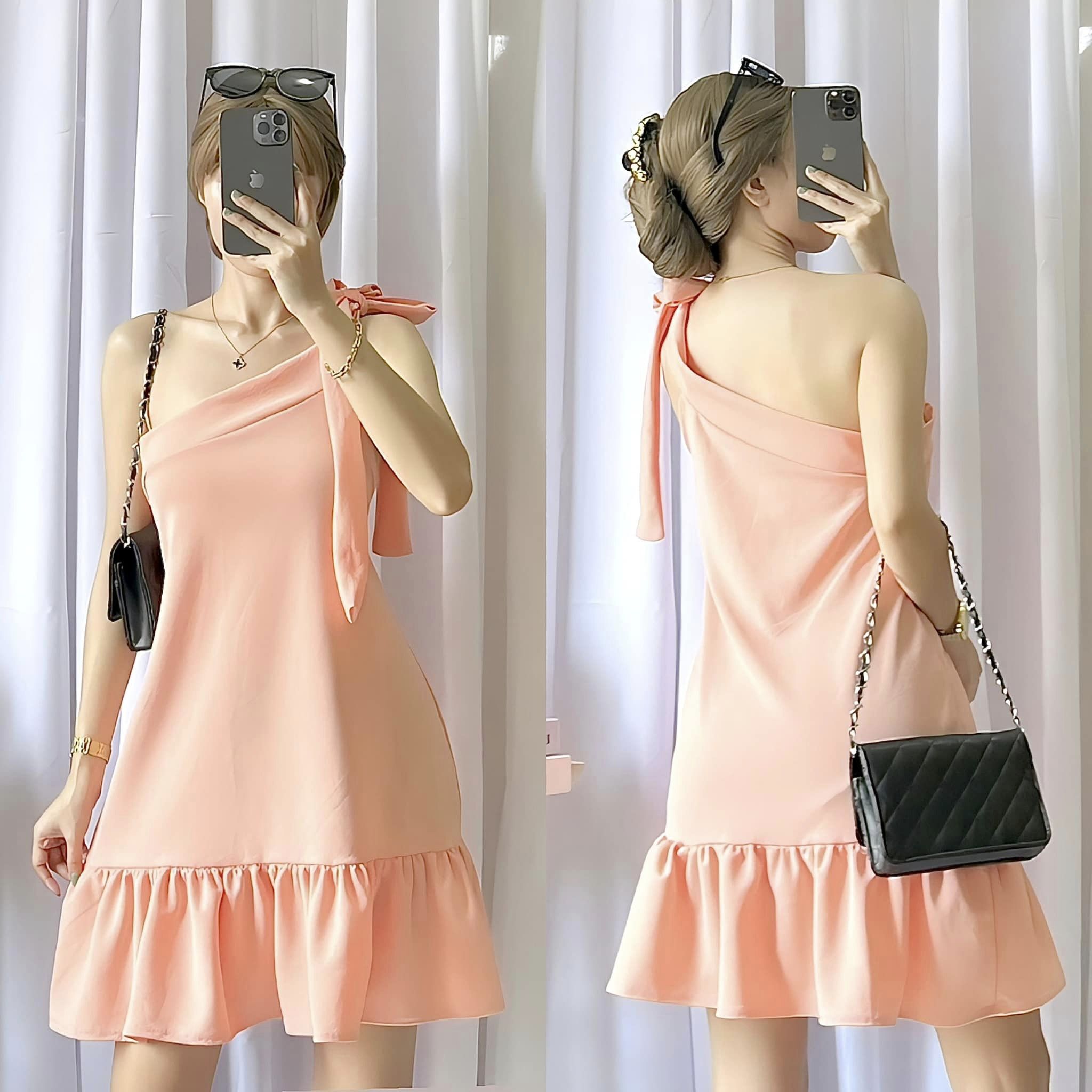 CapCut_2024 color of the year outfit dress apricot