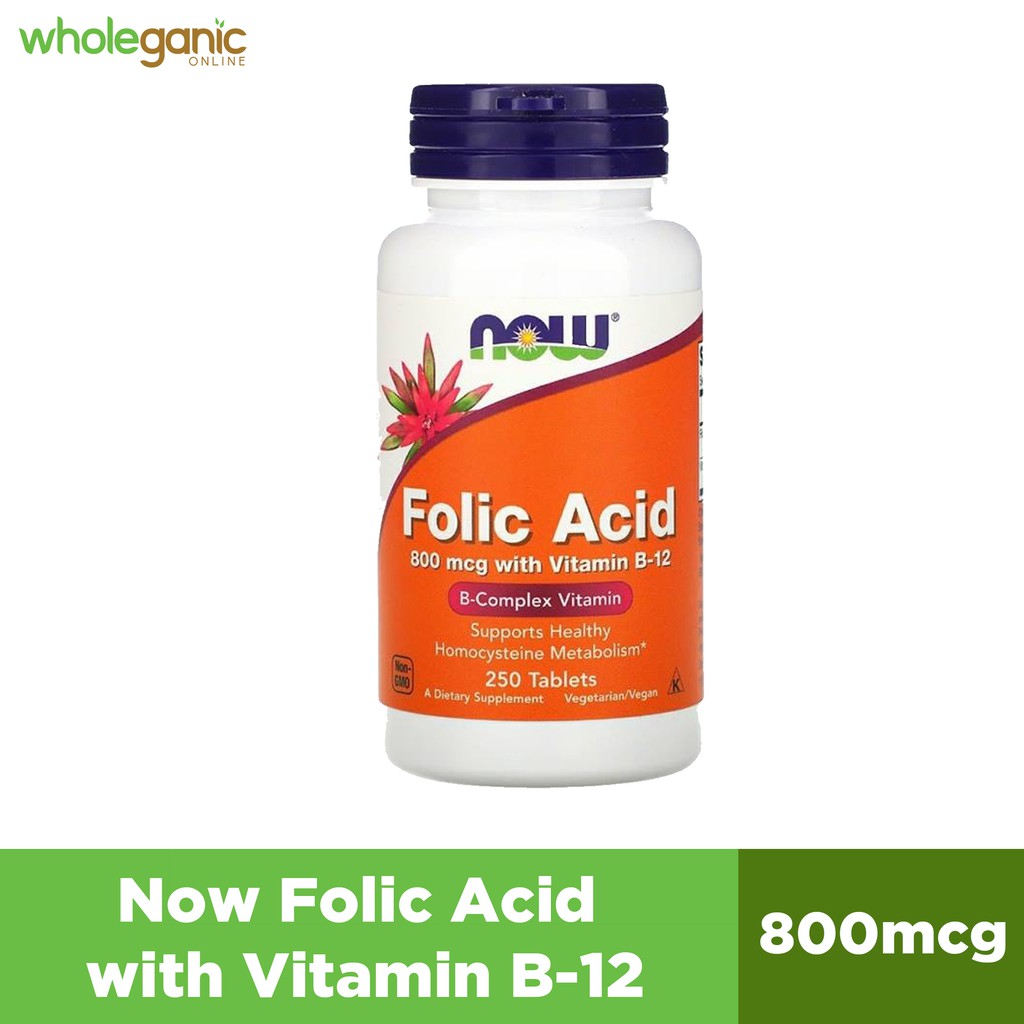 Now Folic Acid 800mcg With Vitamin B 12 Lazada Ph