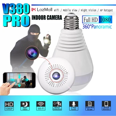 V380 PRO 1080P HD Light Bulb WI-FI CCTV Panoramic Security Camera