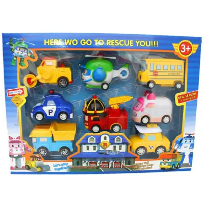 ROBOCAR POLI PULL BACK ROBOT CAR 8IN1 TOY FOR KIDS AND CHILDREN