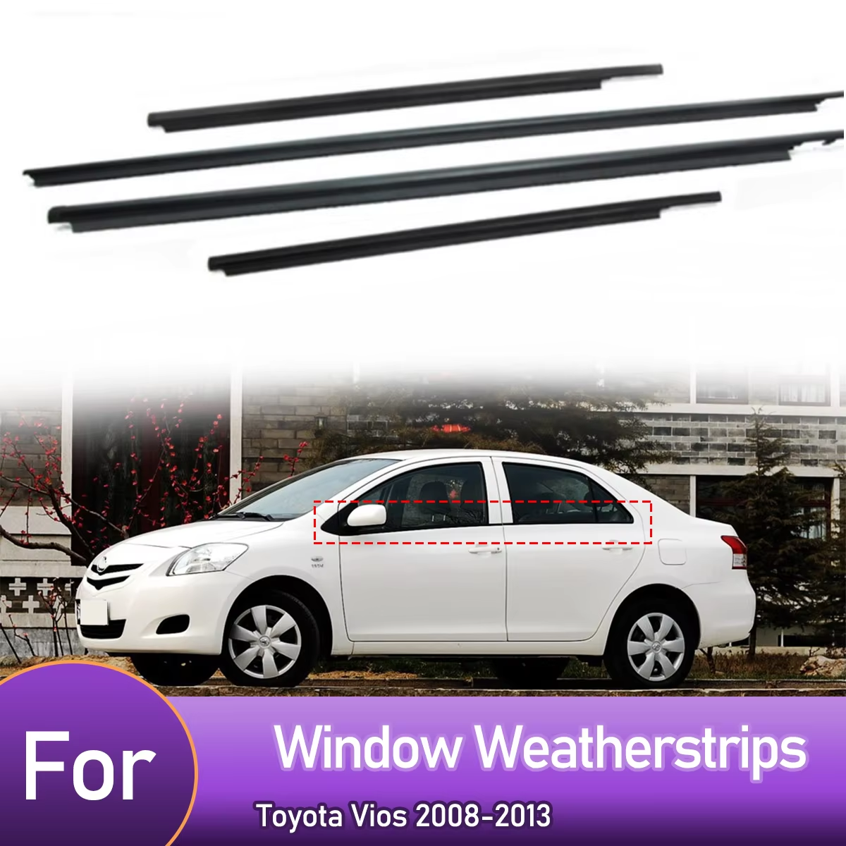 For 2003-2008 Toyota Corolla 4Pcs Weather Strips Window Moulding Trim Seal Belt 388891894140