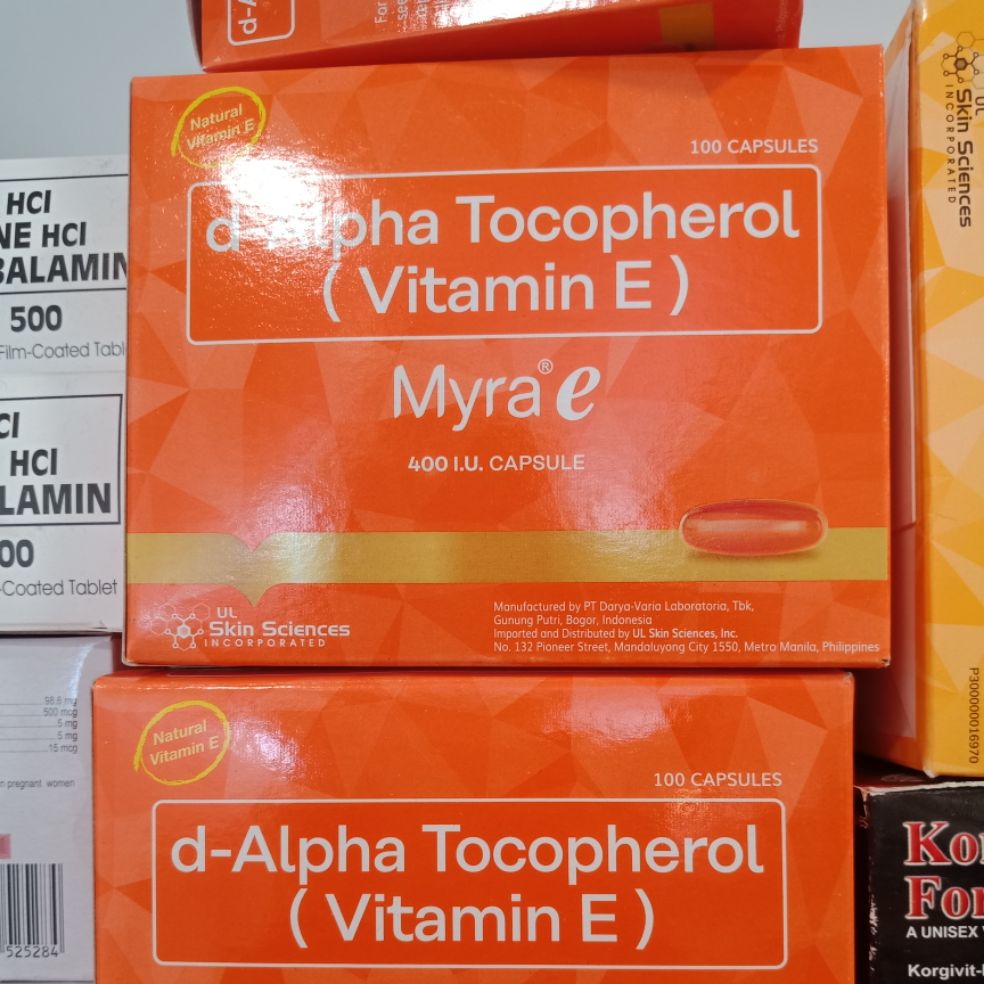 Myra E (vitamin E)dalpha tocopherol 100pcs per box Lazada PH