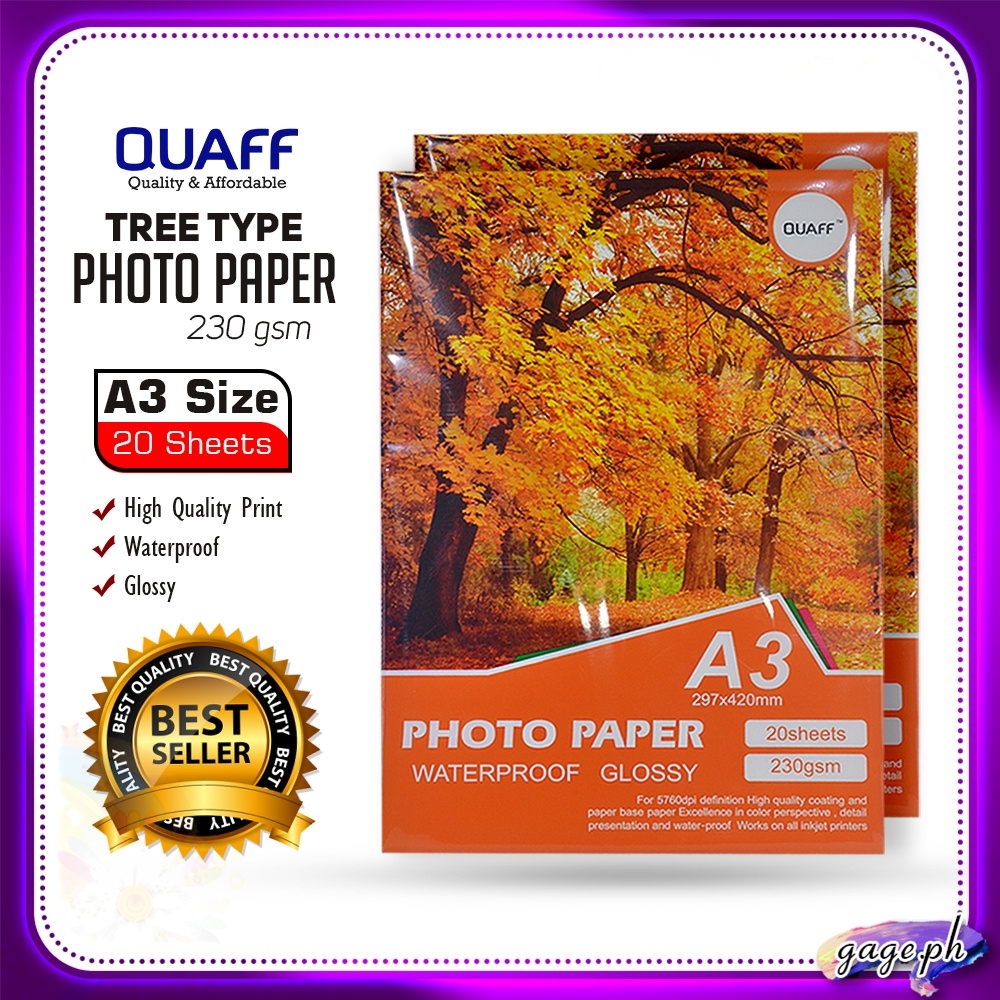 A3 Size Photo Paper CUYI QUAFF RC Satin RC High Glossy Tree Type Glossy
