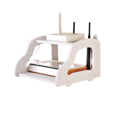 Best Seller WIFI MODEM HOLDER DOUBLE FLOATING WALL MOUNT Shelf Wood