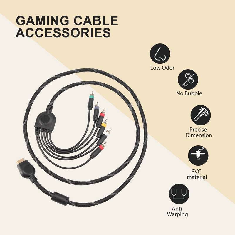Suitable for PS2/PS3 Component Cable 1.8M Suitable for PS 2/3 High Resolution Game Cable Accessories