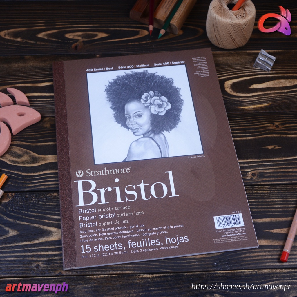 Strathmore 400 Series Bristol Paper Pad Smooth or Vellum Surface 9x12