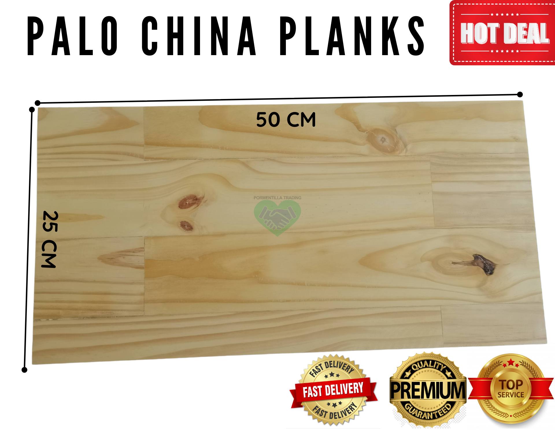 Smooth Palo China Wood Plank (50cm x 25cm x 1.5cm). Sold per piece. We