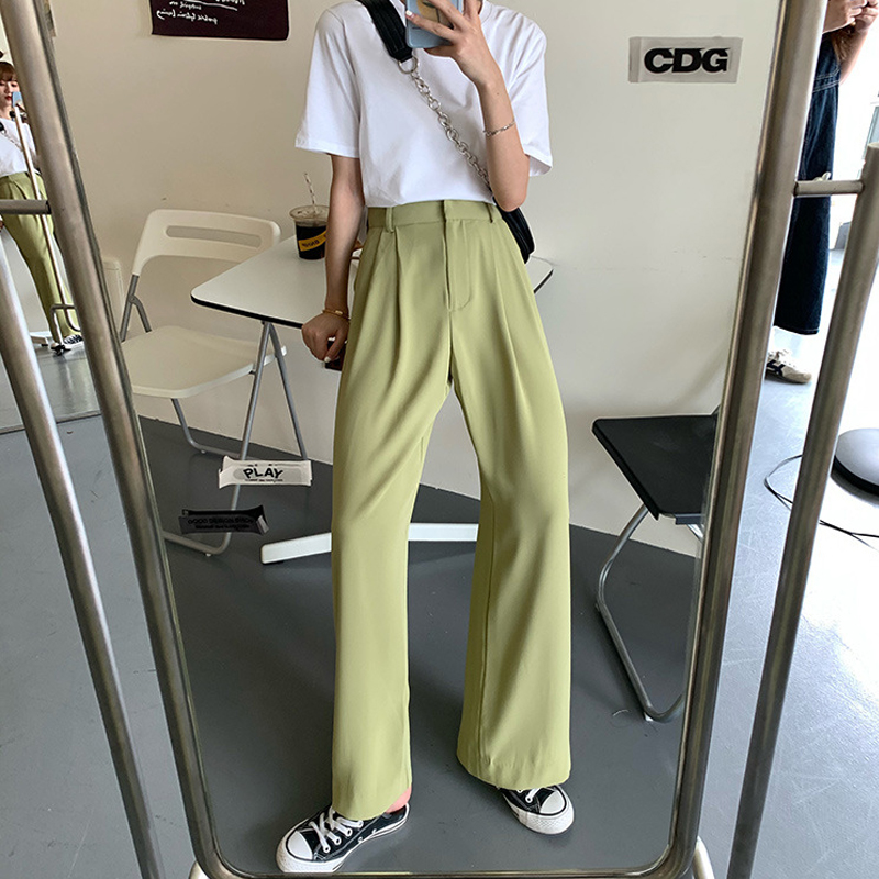 Free shipping)High Waist Suit Pants for Women New style Drape Straight  Loose Plain Soft Wide Leg Trousers for Women Plus size