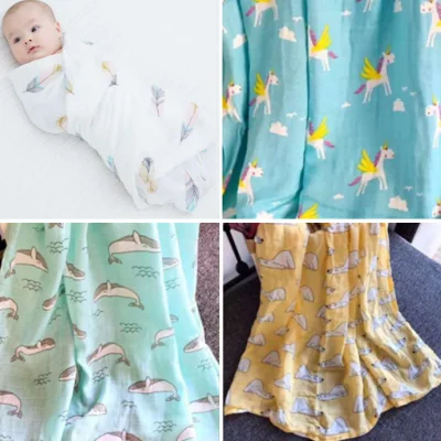 Muslin Blanket Lampin Cloth Baby Swaddle Baby Receiving Blanket New Born Wrap Cotton Gauze Blanket