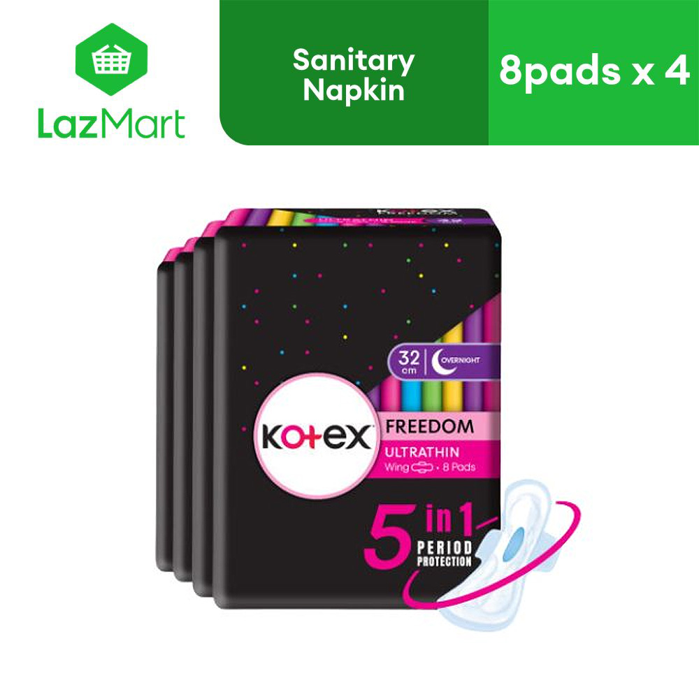 Kotex Freedom Ultrathin Sanitary Napkins 32cm - 8 Pads x 4 Packs (32 ...