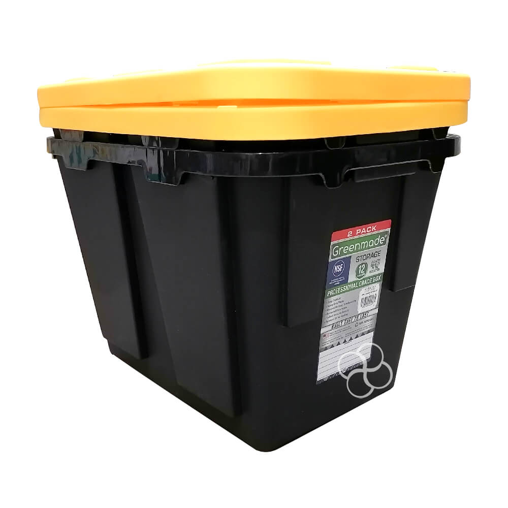12 Gallon Storage Bin Costco Black Bin With Yellow Lid Greenmade
