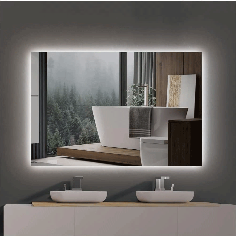 Pawsup Bathroom Mirror With Led Light Touch Button Modern Style Hotel 