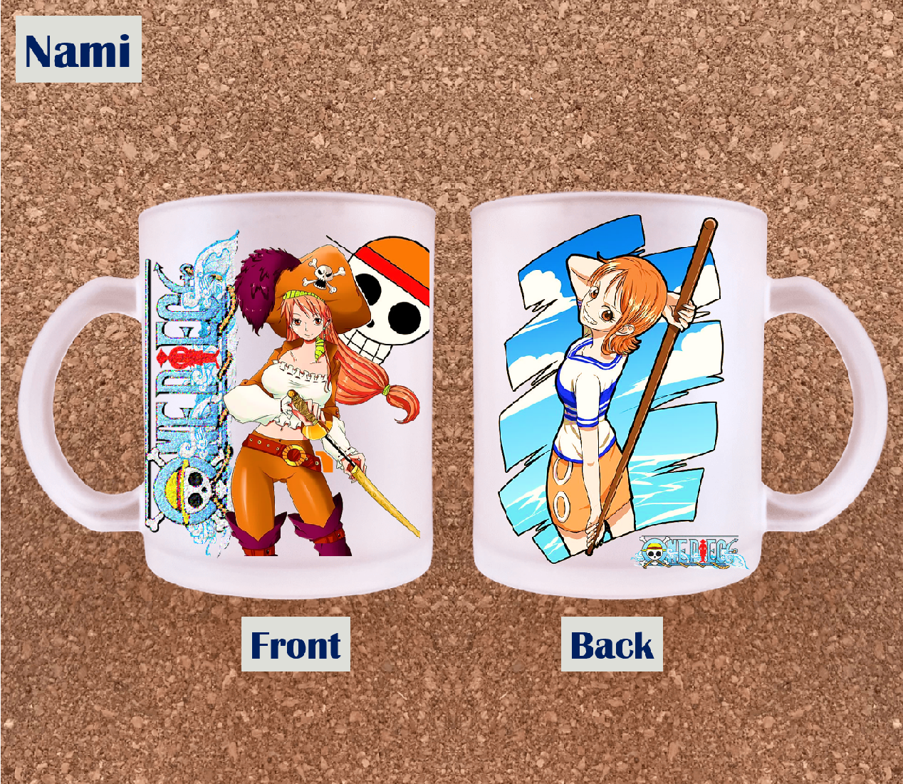 Mug One Piece Personnalisé - Luffy, Zoro, Ace, Nami - Fresque Manga - Céramique 325ml - Fait Main