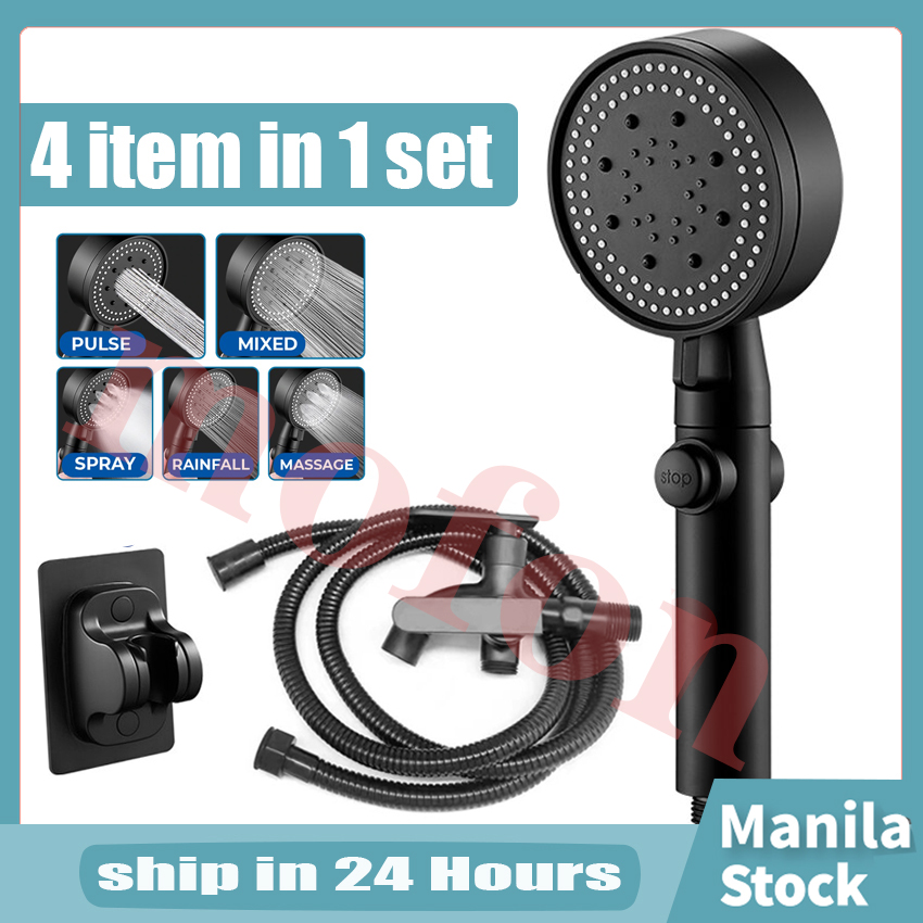 Shower for Bathroom Set Stainless Shower Set with Faucet Black 4in1 Shower Head Set with Hose