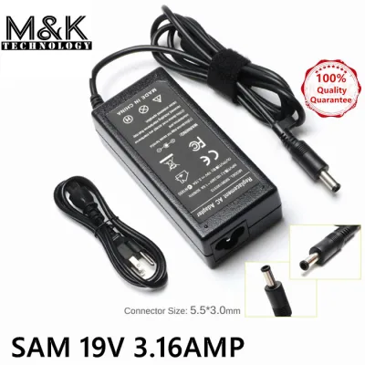 MK LAPTOP Charger 60W 19V 3.16A AC Laptop Adapter Charger for Samsung RV510 RV515 RV520 S3510 S3511 S3710 Power Cord Connector Size: 5.5 X 3.0mm