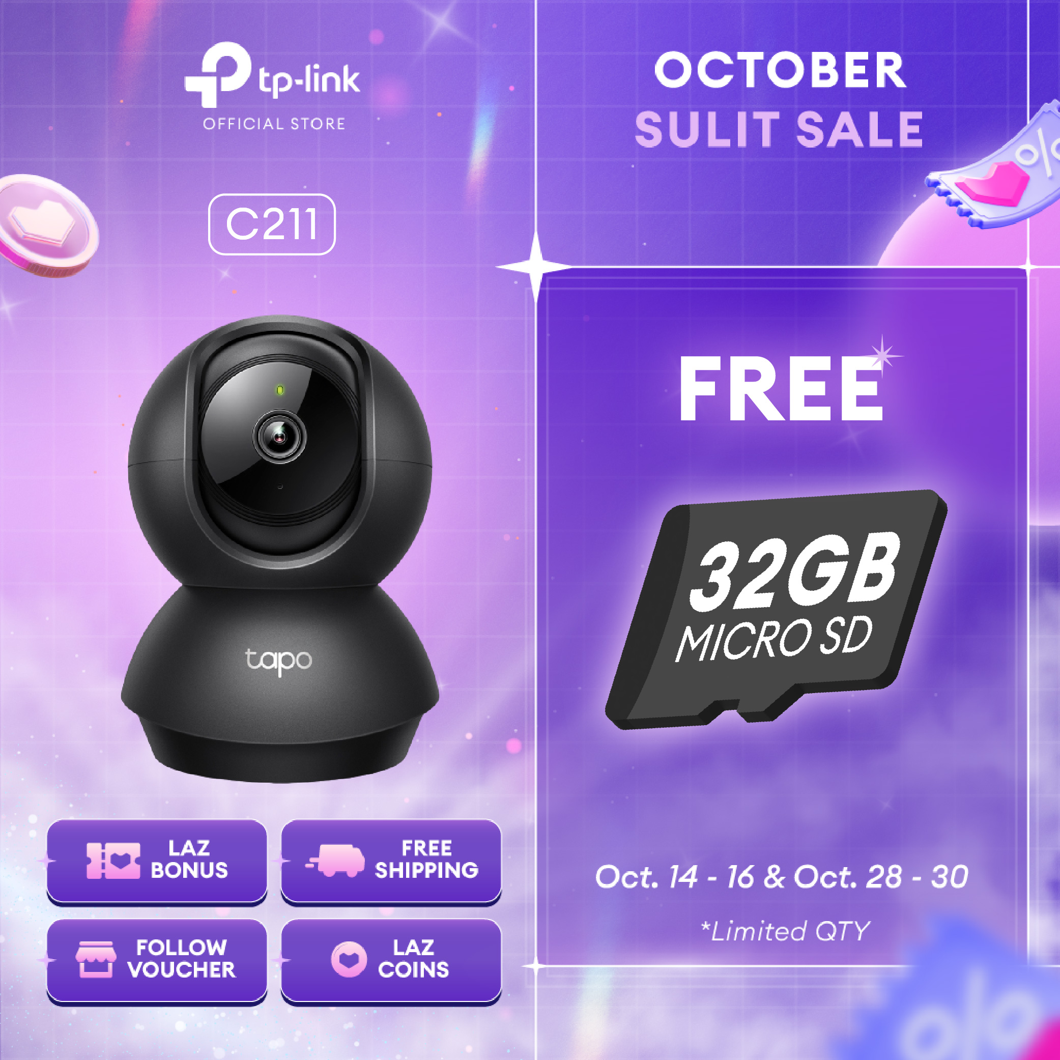 TP-Link Tapo C210/C211 Pan/Tilt Security Camera Night Vision