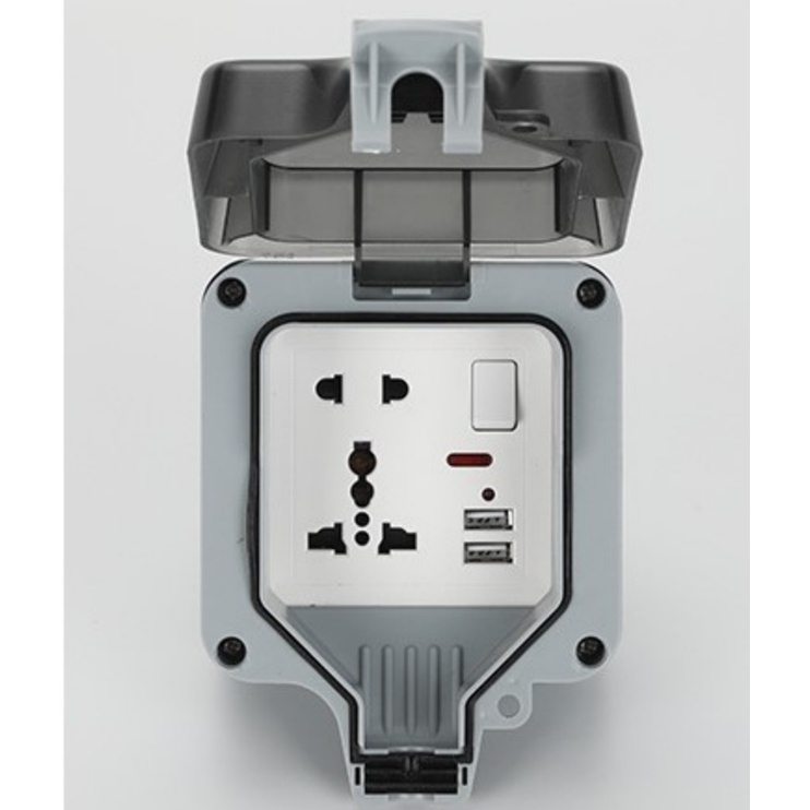 Rain and splash proof power socket outdoor waterproof socket IP66 rain