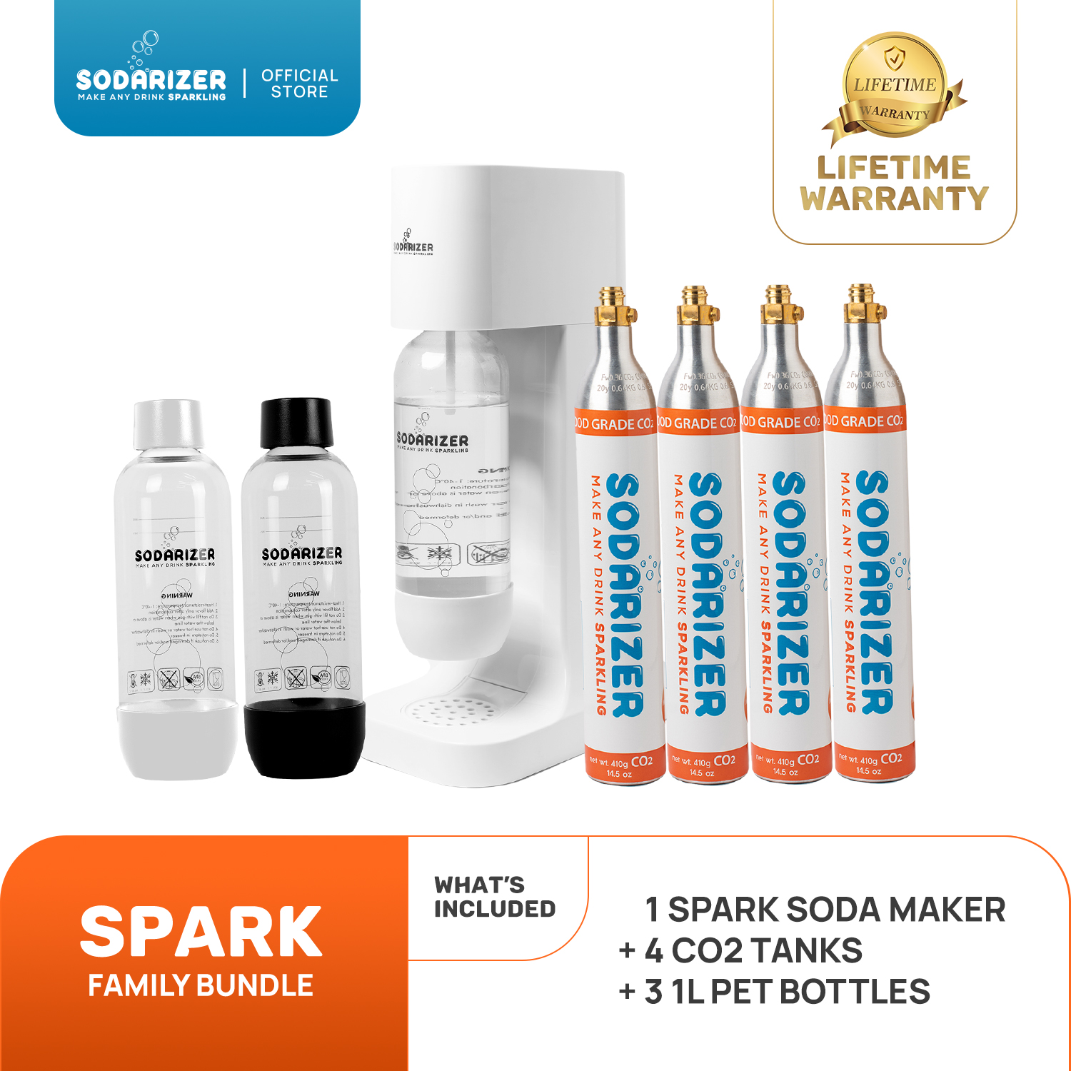 Sodarizer Spark Kit Soda Maker Sparkling Water Maker with CO2 Tanks and