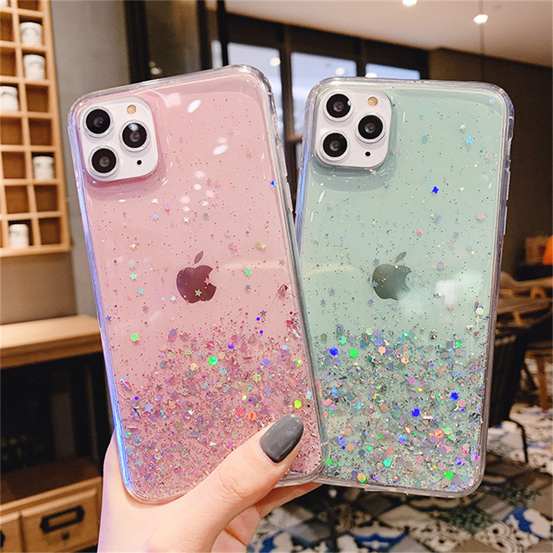 Ốp điện thoại iphone 11 12 13 14 pro max 6 6s 7 8 plus xr x xs max lấp lánh không gian ngôi sao lấp lánh với cho iphone se 2020 ốp lưng tpu mềm