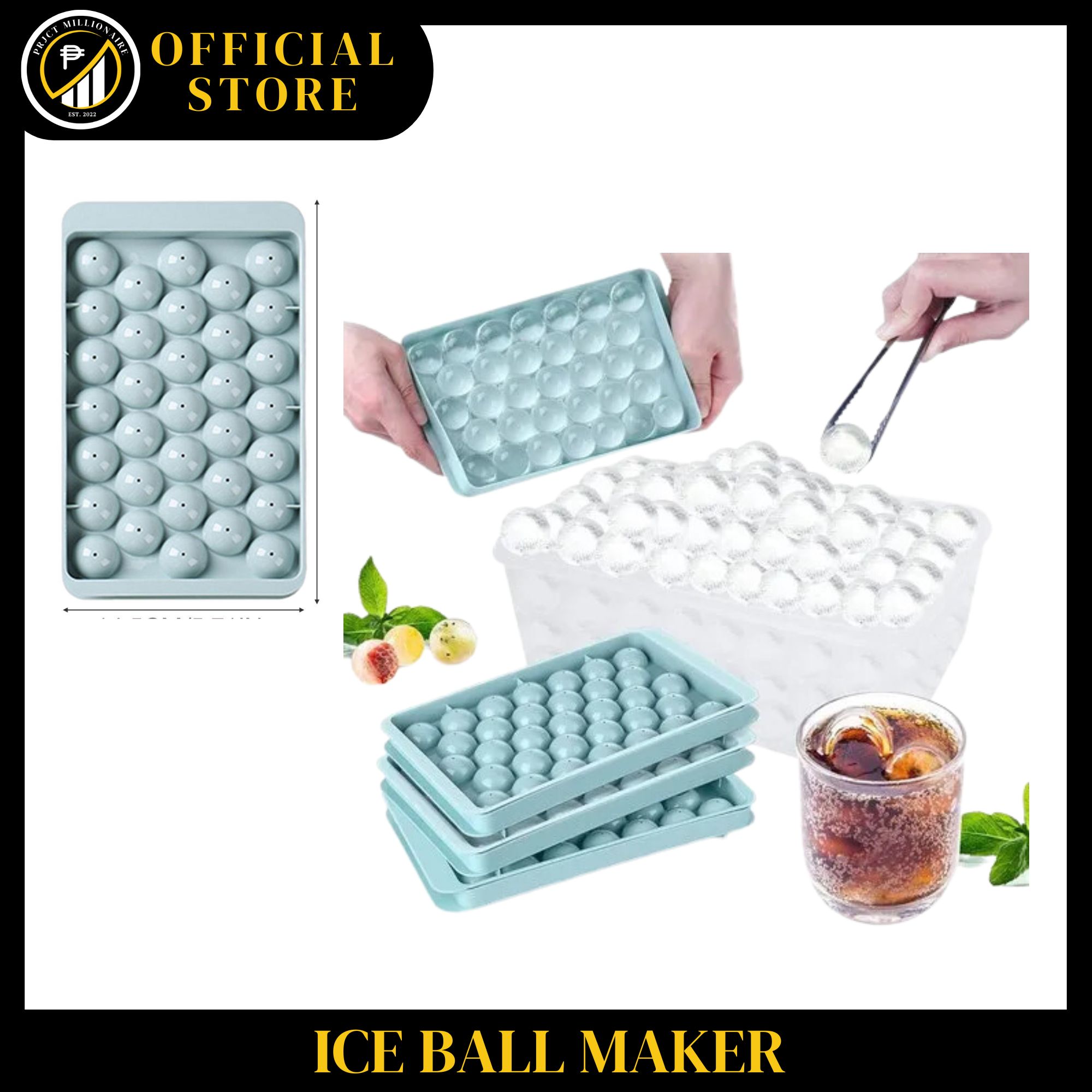 1/2pcs Round Ice Cube Tray, Sphere Ice Round Ice Cube Tray With Lid,  Refrigerator Ice Ball Maker Mold For Freezer, Chilling Cocktail Whiskey Tea  Coff